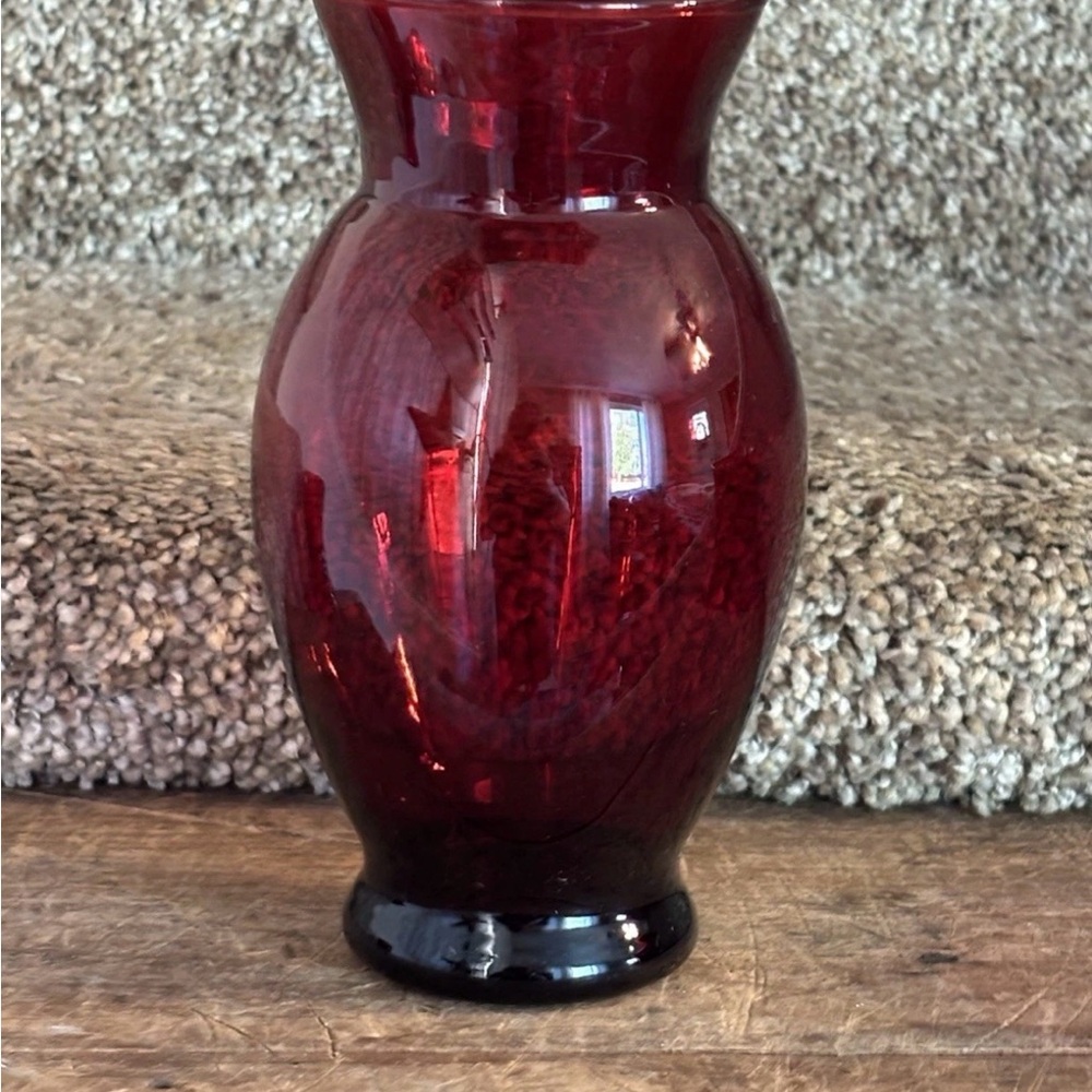 Deep Ruby Glass Vase - Home Accents